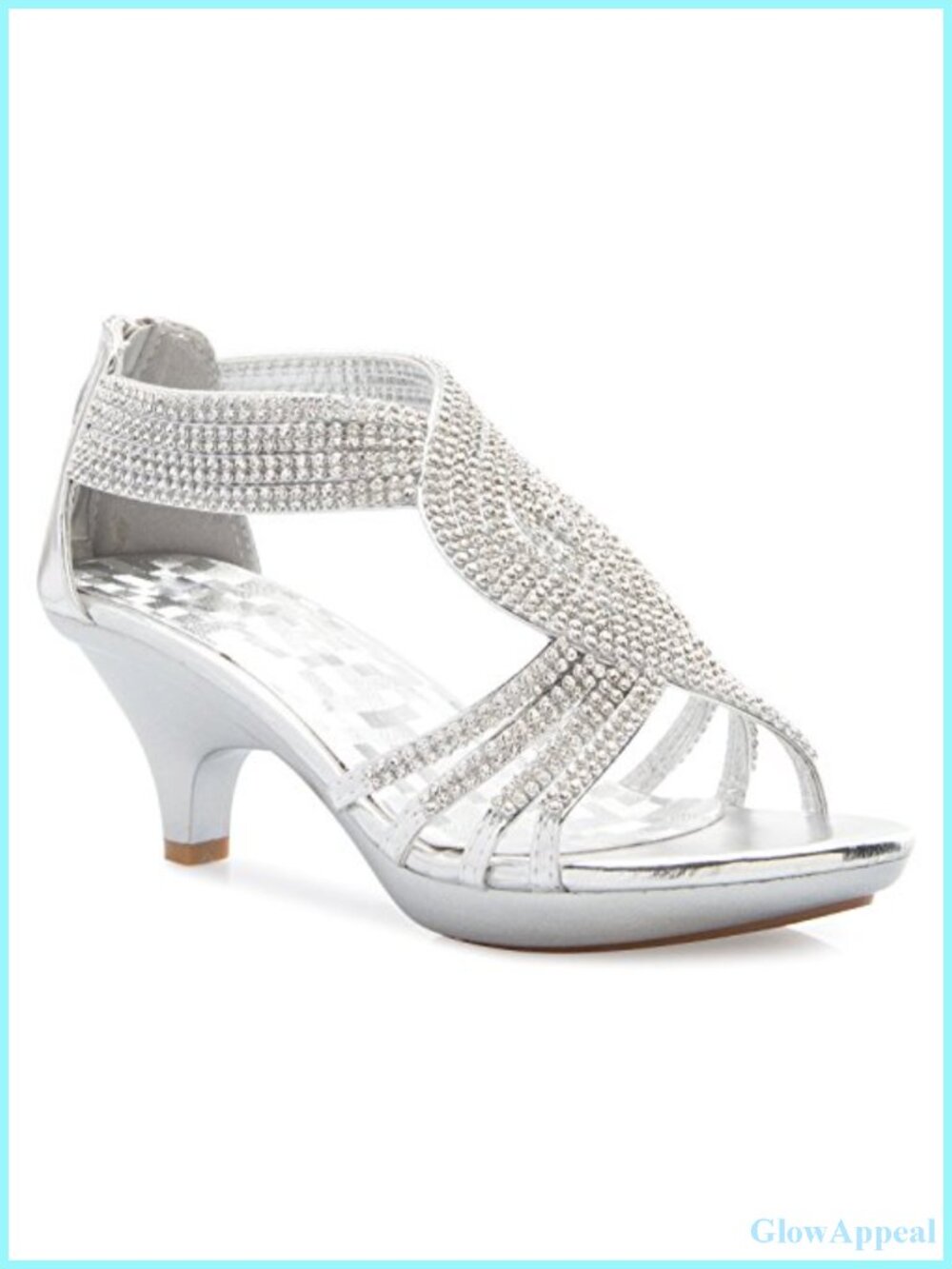 Women Open Toe Strappy Rhinestone Dress Sandals Low Heel Wedding Shoes